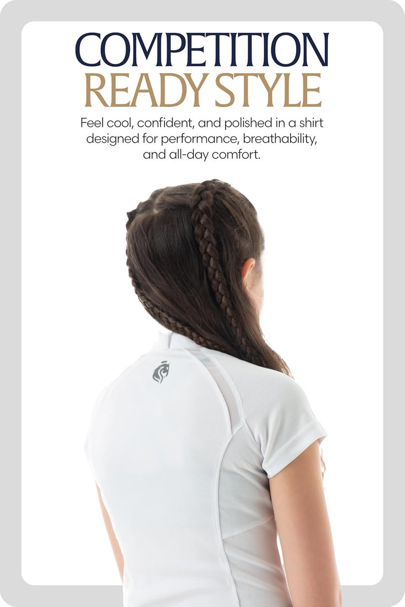 Equinavia Lotta Kids Equestrian Show Shirt - Short Sleeved Performance Shirt with Cooling Mesh - Image 5